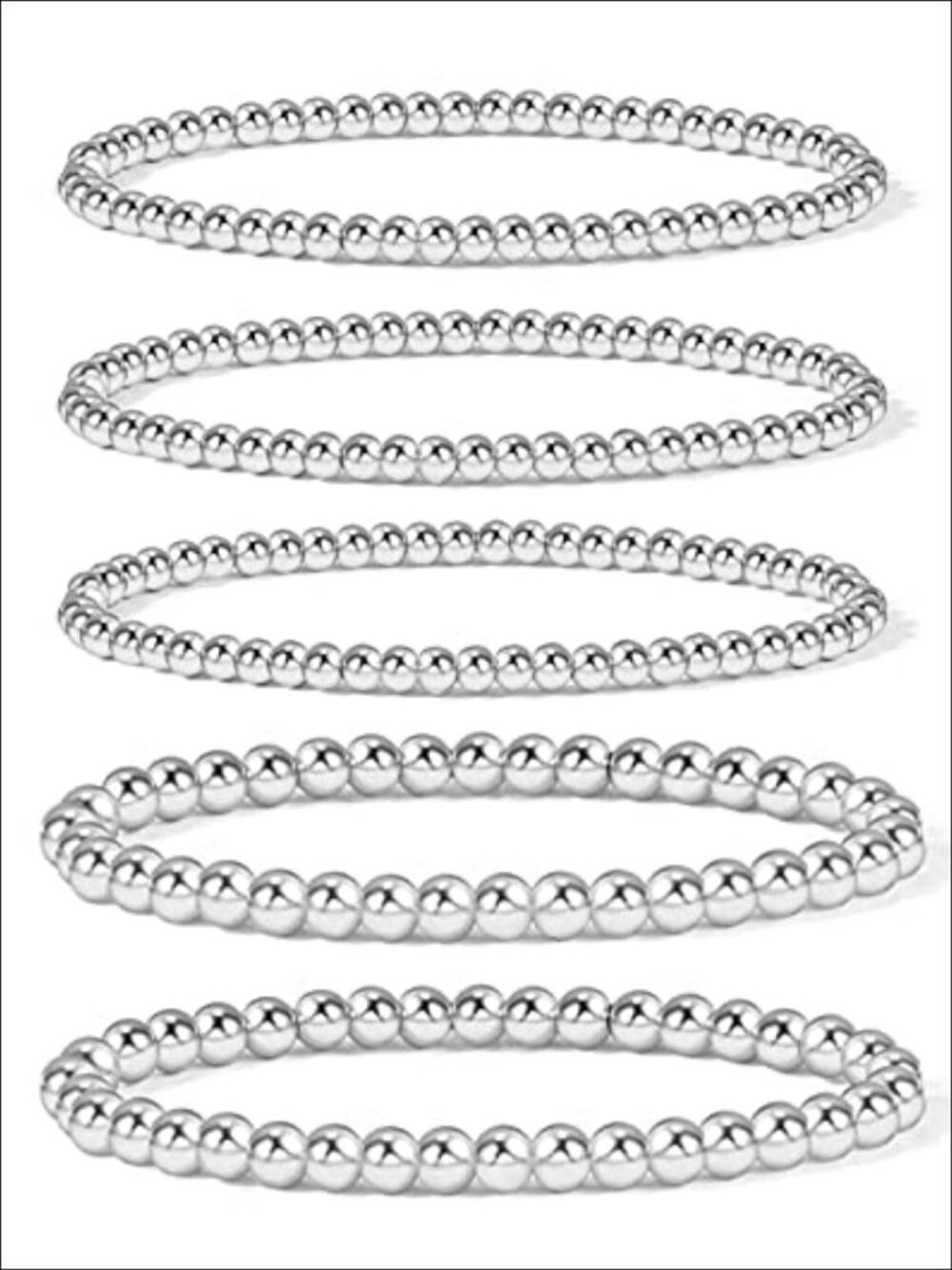 14K Gold Plated Bead Ball Bracelet Stretchable Elastic Beaded Bracelets for